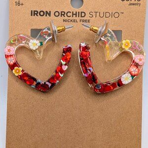 Iron Orchid Studio - Resin Heart Shape Earrings - NWT
